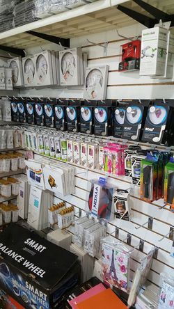 Bluetooth, selfie sticks, headset, USB cable