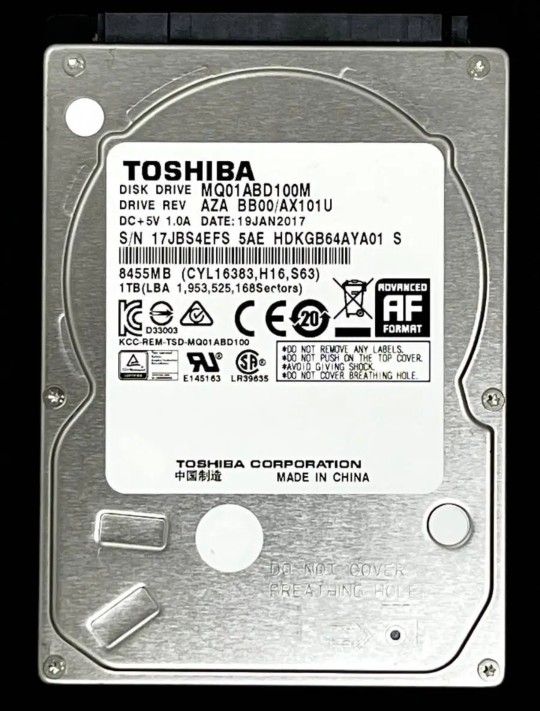 TOSHIBA MQ01ABD100M 1TB 7200U/min 8MB CACHE SATA II 2.5 HARD DRIVE laptop