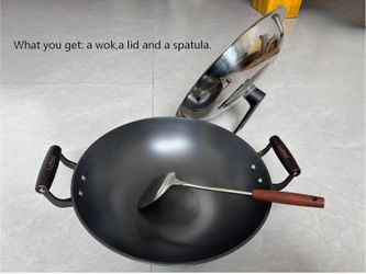Cast Iron Chinese woks with a lid and Spatula