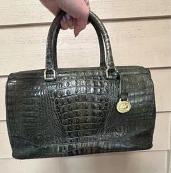 Vintage Brahmin Embossed Leather Satchel Purse – Classic Croc Style