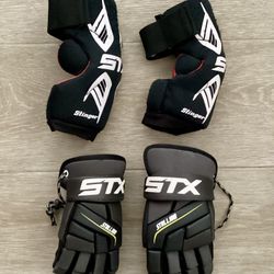 READ DESCRIPTION - STX Lacrosse Equipment Pads Arm Elbow Gloves Stallion 200