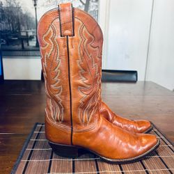 JUSTIN Boots Tan Leather Western Cowboy Botas Men’s Size 11 - style #1967