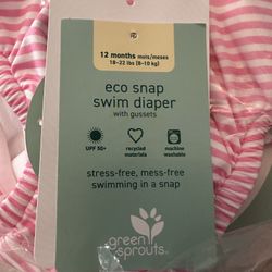 12 Month Swim Diaper Eco Snap Green Sprouts NWT