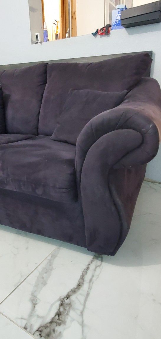 Black Suede Loveseat.