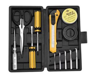 8-015 12-Piece Tool Set - General Household Hand Tool Kit with Plastic Toolbox Storage Case