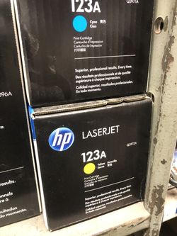 3 HP Laserjet 123A cartridges Magenta, Yellow, Cyan.