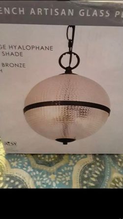 1-Light Bronze Mini Pendant with Hyalophane Glass Shade