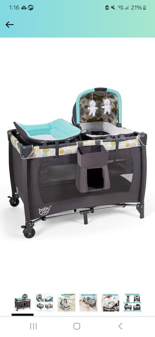 Baby Joy Playpen W/Basinet And Cradle And Changing Table 