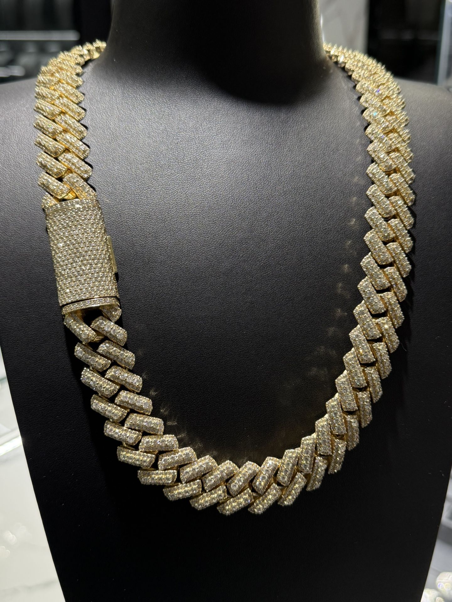 Monster Solid 20mm Natural Diamond Cuban Link Chain 24 Inch