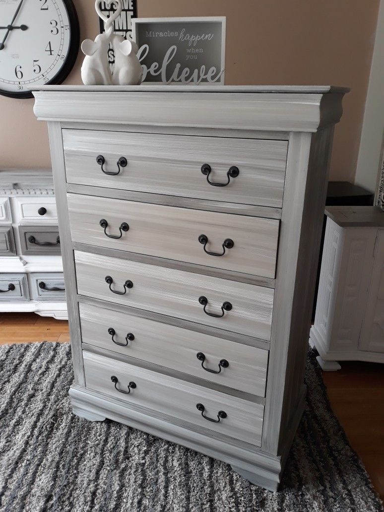 Tall Rustic Grey Dresser