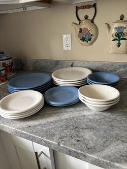 Blue and White Ceramic Dish Set