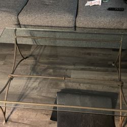 Rectangle Wrought Iron Glass Coffee Table