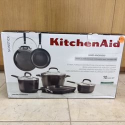 KITCHEN AID HARD-ANODIZED TRIPLE-LAYER NONSTICK 10 PIECE SET
