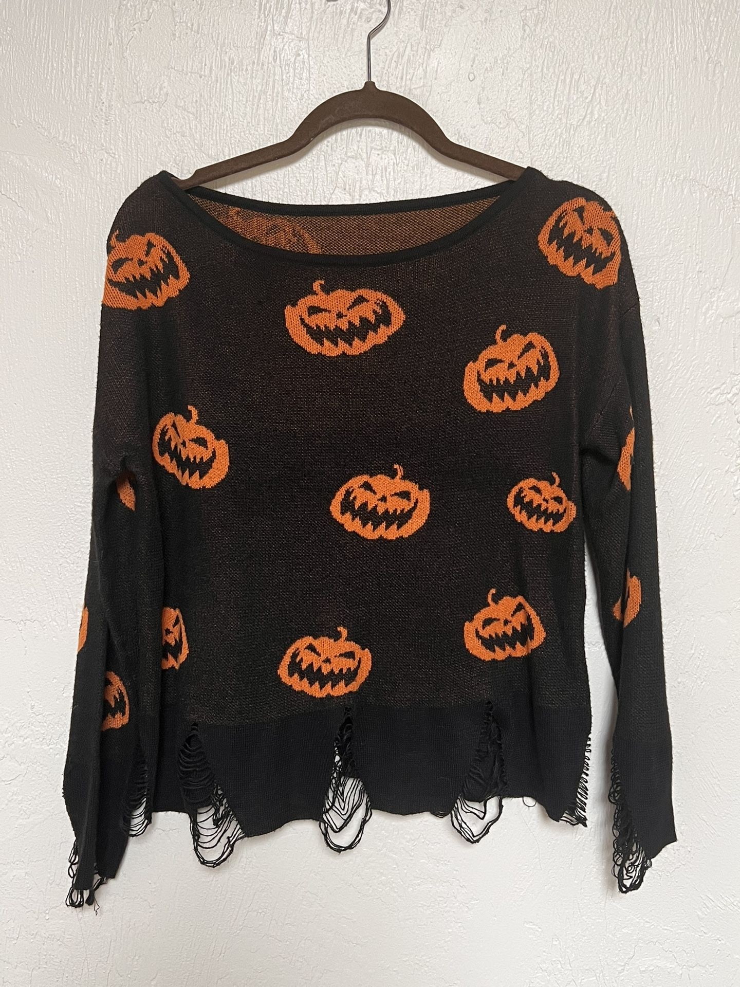 M Pumpkin Halloween Woven Sweater