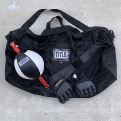 Double Ended Punching Bag with A Pair Of Padded Gloves And Work Out Bag