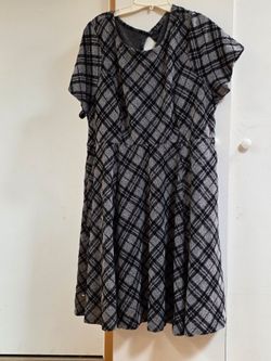 Torrid Black and Gray Plaid Sweater-Knit Skater Dress
