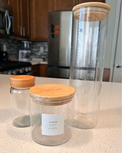 Glass Storage Jars with Bamboo Lids – Set of 3