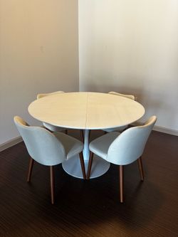 Modern Round Dining Table & 4 Chairs