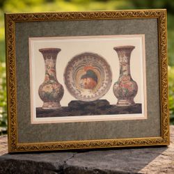 Arte decorativo oriental – Trío de jarrones antiguos estilo Imari – Enmarcado
