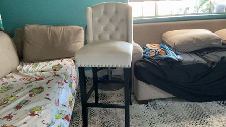 Tufted Wingback Bar Stool