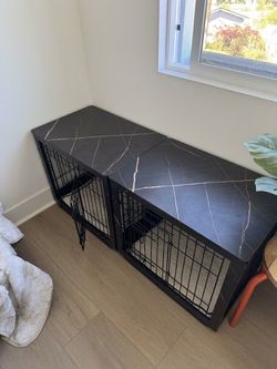 Modern Furniture Style Dog Crate – Faux Marble Top