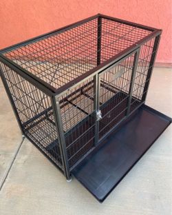 Durable Pet Heavy Duty Kennel Metal Open Top Cage with Floor Grid Casters tray