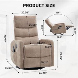 KEIKI Swivel Rocker Recliner Chair with Heat and Massage