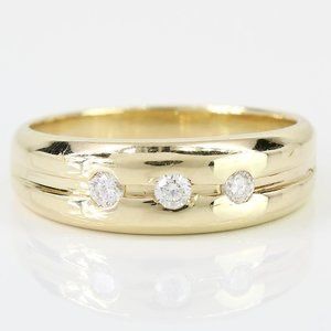 14k Yellow Gold Men’s Diamond Wedding Band Ring 