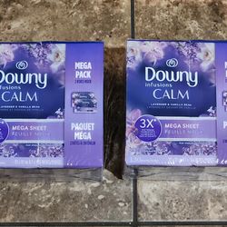 Brand New Boxes of Downy Infusions Fabric Softener Dryer Sheets Lavender & Vanilla Bean Scent 130 count