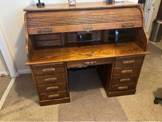 Vintage solid oak roll top desk - The Post master