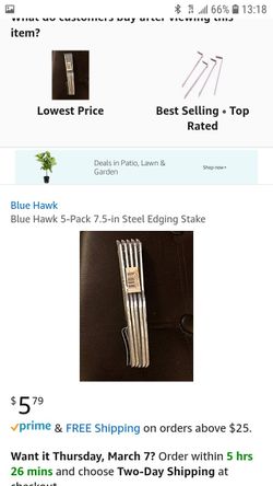 Blue Hawk 5-Pack 7.5-in Steel Edging Stake