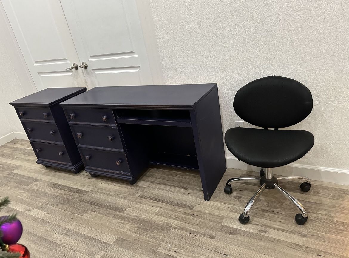 3pcs Set, Computer Desk, Office Chair, Cabniet