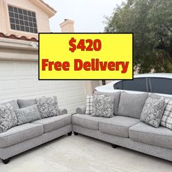 Gray Sofa and Loveseat Couch Set With Free Delivery