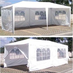10x 20   Outdoor Canopy Tent   White Gazebo Pavilion with 6 Side Walls X Psrties