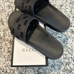 Gucci Black Monogram Slides 