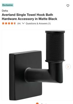 Delta-Averland Single Towel Hook Bath Hardware Accessory in Matte Black NEW in Box