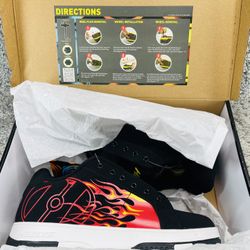 Heelys Men’s Kolec Print Black & Red Flame Design Skate Shoes Size 12 New Box