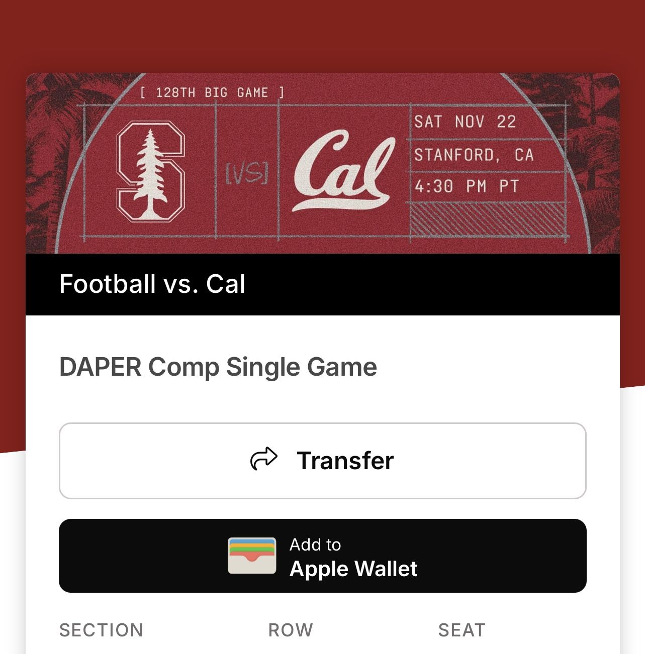 Stanford vs Cal Tickets 🎫 