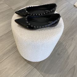 Valentino Glossy Black Studded Flats