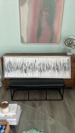 Large canvas 60”L x 20”W x 1.5” D gray shimmering pain in silver frame
