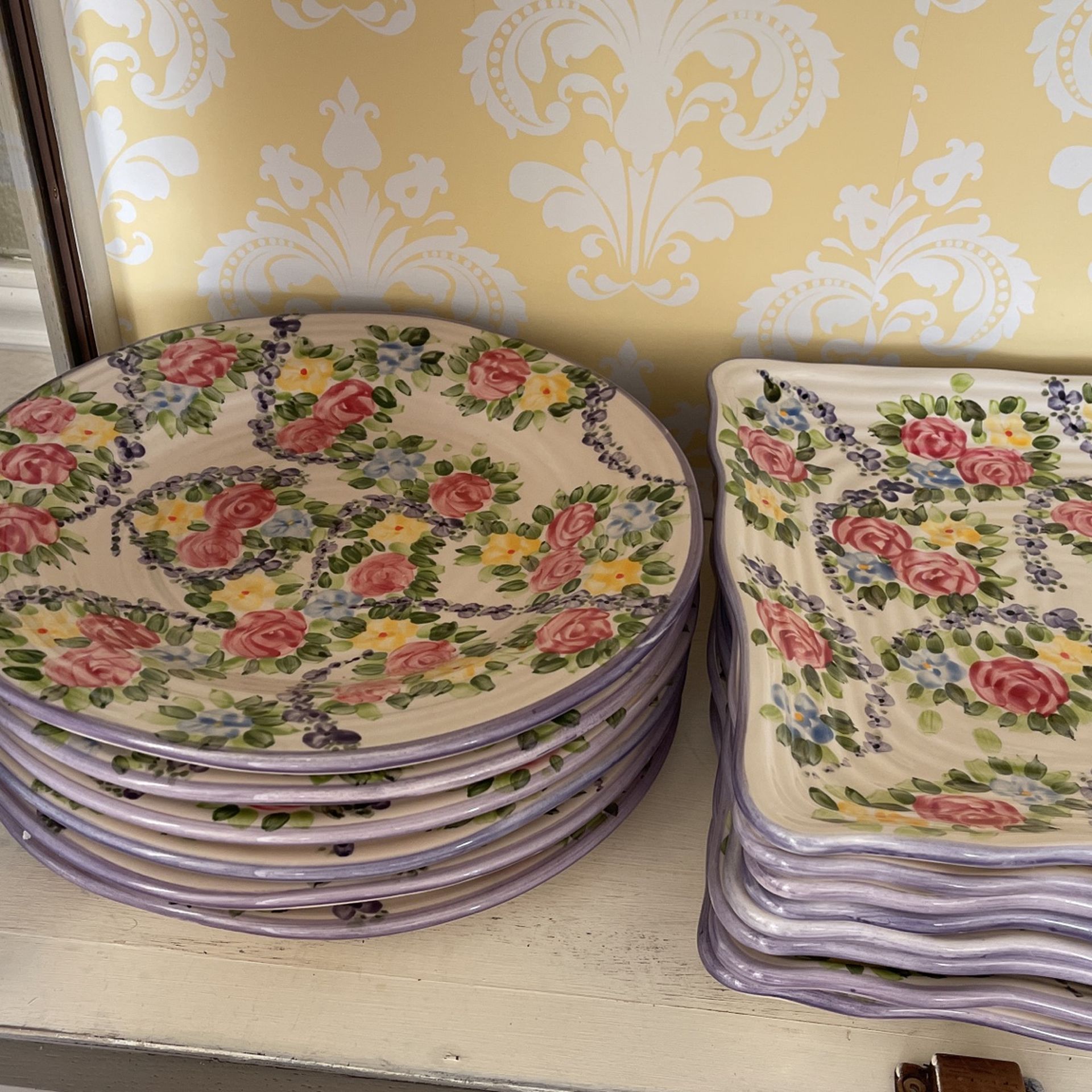 Linens-N-Things “Rose Parade” Plates ( Qty 20 Total )