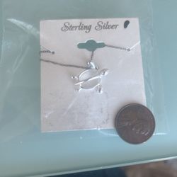 Sterling Silver Turtle Necklace - New In Packaging With Price 