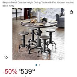 Benjara Metal Counter Height Dining Table with Fire Hydrant Inspired Base, Gray need it gone now!! 