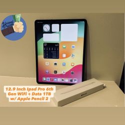 iPad Pro 6th Generation 1TB (WiFi + Cellular) 12.9 Inch w/ Apple Pencil 2