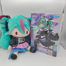 SEGA Figurizmα Hatsune Miku -Punk!- prize figure +Fuwapuchi Medium (M) Plushie variant  Punk! Set!