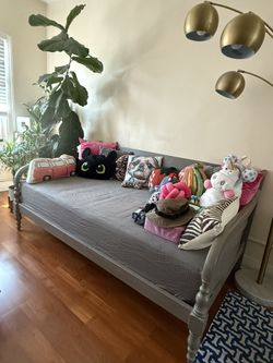 Antique Gray Wood Indonesian Daybed Frame