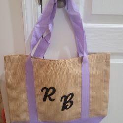 LARGE PERZONALIZED INITIAL CANVAS TOTE BAG 