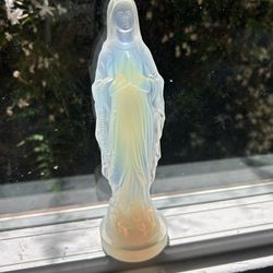 Art Deco Etling France Opalescent Glass Virgin Mary Figurine 