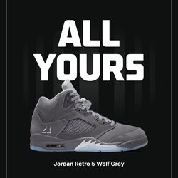 Jordan 5 wolf grey size 10