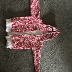pink bape hoodie size small 